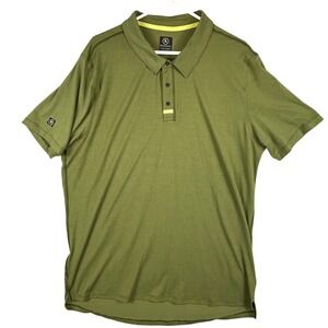 Backcountry Men 2XL Short Sleeve Snap Polo Shirt Olive Green Performance Stretch